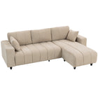 HOMCOM - Canapé sectionnel en L 3 places avec siège intégré - beige-Comprend une méridienne interchangeable, pouvant être installée du côté gauche ou droit 