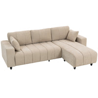 HOMCOM - Canapé sectionnel en L 3 places avec siège intégré - beige-Comprend une méridienne interchangeable, pouvant être installée du côté gauche ou droit 