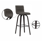 Armen Living - Vienna Tabouret de Bar Pivotant de 76 cm de Hauteur en Finition Bois Noir avec Similicuir Gris-8