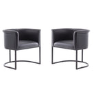 Manhattan Comfort - Lot de 2 chaises de salle à manger Cosmopolitan 24 po style mid-century modern, revêtement en similicuir noir-Chaise de salle à manger moderne parfaite pour la salle à manger et le salon d’appoint Lot de 2