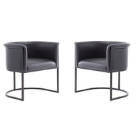 Manhattan Comfort - Lot de 2 chaises de salle à manger Cosmopolitan 24 po style mid-century modern, revêtement en similicuir noir-Chaise de salle à manger moderne parfaite pour la salle à manger et le salon d’appoint Lot de 2