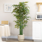 HOMCOM - Arbre de bambou artificiel 6 pi en pot pour intérieur - vert-Renforcée avec de la mousse en PE et du sol en ciment pour une stabilité supplémentaire 