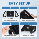 ShoppingAll Under Desk Footrest with Massage Roller and 6-Level Angle Adjustment - Black-Engineered with anti-slip pads on the bottom to ensure the footrest stays securely in place on hardwood floors, tiles, or carpets without sliding away while you use it.