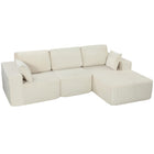 HOMCOM Modular L-Shaped Sectional Sofa with Deep Seat - Cream White-Modular design transforms easily into a sofa bed or L-shaped couch  