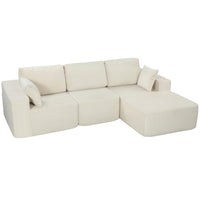 HOMCOM Modular L-Shaped Sectional Sofa with Deep Seat - Cream White-Modular design transforms easily into a sofa bed or L-shaped couch  