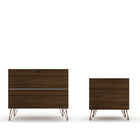 Manhattan Comfort - Rockefeller commode et table de chevet style milieu du siècle moderne - marron - ensemble de 2-Parfait pour le rangement ou l’exposition d’objets