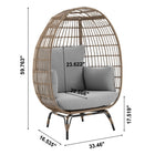 Manhattan Comfort - Fauteuil œuf autoportant moderne Spezia 33,46" pour patio, beige et gris-Coussins amovibles avec fermeture éclair Fabriqués en tissu imperméable de haute qualité Tissu lavable