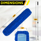 Gritt Commercial All-In-One 48” Microfiber Dust Mop Set with 72" Telescopic Handle - 4 Pack-Mop Head Length: 48"