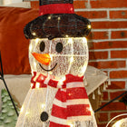 Outsunny Light Up Christmas Snowman Family 3-Piece Set with LED Lights - White-Simple assembly allows quick setup and enjoyment