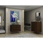 Manhattan Comfort - Ensemble de commodes de chambre à coucher style milieu du siècle rockefeller - brun - ensemble de 2-Choisissez le design de votre poignée lorsque le produit est chez vous Option pour une poignée découpée ou un look affleurant