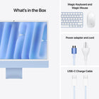 Apple iMac 24" - M4 Chip - 8 Core GPU - 256 GB SSD - 16 GB RAM - Blue - French-Privacy and security are built right in: Every Mac comes with robust defences against viruses and malware. If your Mac is lost or stolen, Find My can help you get it back. FileVault makes sure your files are encrypted so others cannot access them. And free security updates help keep your Mac protected.