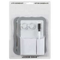 Locker Gear - Kit en plastique pour casier - Gris-Ensemble complet - comprend un tableau blanc courbé, un miroir, un porte-crayon et des aimants