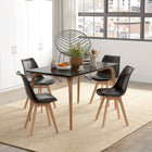 HOMCOM Modern Dining Chairs with PU Leather Cushion & Wood Frame - Black - Set of 4-Thick foam padded seat and cool faux leather covering for added comfort