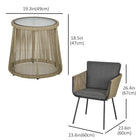 Outsunny - Ensemble de mobilier de patio en rotin 3 pièces avec table basse et coussins - gris-Équipé de coussins pour plus de confort 

