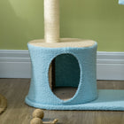 PawHut - Arbre à chat d’intérieur avec perchoir étoile en peluche teddy bleu 41 po-Le poteau en sisal est là pour satisfaire l’instinct de griffade de votre chat et protéger vos meubles 