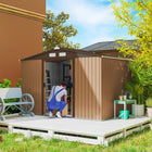 Outsunny - Abri de jardin 9,1 'x 6,4' x 6,3 'avec fondation en acier, Marron-Construit en acier galvanisé avec finition peinte pour protection contre les intempéries