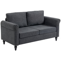 HOMCOM Loveseat Sofa with Curved Armrests - Dark Grey-Chenille-feel fabric offers a luxuriously soft and comfortable texture