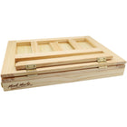 Mont Marte Signature Tabletop Easel with Drawer - Pine-Folded size is 26 x 33.7 x 6.4 cm, assembled size is approximately 33 x 33 x 27 cm, and the drawer measures 21.6 x 28.6 x 2.2 cm