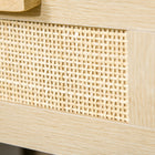 HOMCOM - Table de chevet étroite avec éléments en rotin - bois naturel-Couleur : Naturel 