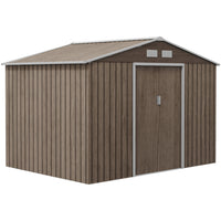 Outsunny - Abri de jardin 9,1' x 6,4' x 6,3' avec kit de fondation en acier-Grand espace intérieur pour ranger des outils de bicyclette, des outils de jardin, des équipements d'entretien de pelouse et plus encore