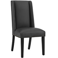 Modway Baron Vegan Leather Dining Chair - Black-Elegant Modern Dining Side Chair