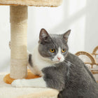 PawHut - Arbre à chat 28 po avec lit supérieur en peluche - beige et jaune-Construit avec une base large et des panneaux épais pour une stabilité supérieure, sans oscillation 