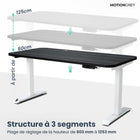 MotionGrey - Bureau assis-debout électrique à double moteur, réglable en hauteur, 165 po de largeur - Cadre blanc-Jusqu’à 120 kg - Notre structure de bureau assis-debout MotionGrey est renforcée avec des tubes en acier épaissis sur l’ensemble du cadre ainsi que des plaques de base consolidées au niveau des pieds. Cela offre une plateforme solide et durable, même lorsque le bureau est réglé à sa hauteur maximale