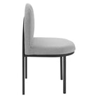 Modway Isla Channel Tufted Upholstered Fabric Dining Side Chair - Black/Light Grey-Channel Tufted Accents