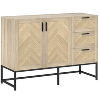 HOMCOM 46.1" L Sideboard Buffet Cabinet with 3 Drawers - Oak-Ample storage space with a cabinet and three drawers to store your daily supplies