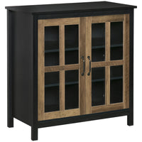 HOMCOM 31.5" L Kitchen Sideboard - Black-Tempered glass brings elegance and romance to the interior design of your home