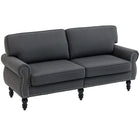 HOMCOM - Canapé deux places dossier mi-haut avec pieds en bois - gris foncé-Canapé double de style traditionnel avec clous décoratifs, pieds tournés et accoudoirs enroulés   