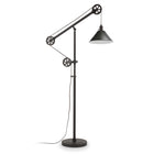 Hudson&Canal - Lampadaire à poulie Descartes avec abat-jour en métal - Bronze noirci/Bronze noirci-Design moderne du milieu du siècle pour votre salon, votre bureau, votre chambre ou votre coin lecture