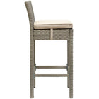 Modway - Conduit Terrasse extérieure Rotin en osier Tabouret de bar - Beige gris clair-Cadre en aluminium revêtu en poudre