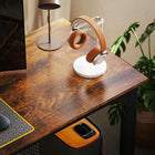HOMCOM 70.9" Large Computer Desk - Rustic Brown-Adjustable foot pads provide stability on uneven floors