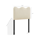 Modway Athena Striped Fabric Upholstered Twin Size Headboard - Oatmeal Stripe-Scalloped Wave Design