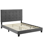Modway Melanie Tufted Button Upholstered Performance Velvet Twin Platform Bed - Grey-Platform Bed Frame With Headboard