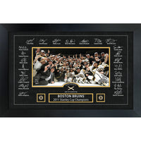 Boston Bruins 2011 Stanley Cup Replica Signature Frame with Game-used Net - Framed Print - 35" x 23"-Premium print framed