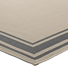 Modway Rim Solid Border Indoor/Outdoor Area Rug - 8 ft W x 10 ft L - Grey/Beige-Stain Resistant / Easy To Clean