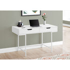 Monarch Specialties - 7554 Bureau 48 po L - Blanc/Metal Blanc-La base en métal au fini blanc offre de la stabilité et comprend des pieds en métal minces qui sont encastrés sous le bureau rectangulaire