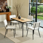 Homy Casa Modern Upholstered Dining Chair - Ivory Beige Fabric  with Black Metal Legs - 4 Pack-Versatile Style: Complements a wide range of interior decor, from modern to contemporary.
