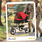 PawHut Luxury One-click Folding Lightweight Pet Stroller - Red-2 security leashes inside to keep your pet securely strapped in 