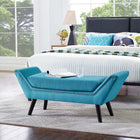 Modway Gambol Upholstered Fabric Bench - Pure Water-Black Finish Wood Legs