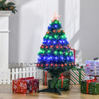 HOMCOM 3' Pre-lit Artificial Christmas Tree with LED and Optical Fiber - Green-Beautiful pre-set light patterns are controlled by a button for creative holiday twinkling 