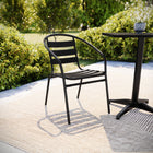 Chaise de restaurant empilable en métal à lattes en aluminium, noir (TLH-017C-BK-GG)-S'empile jusqu'à 22 chaises de hauteur