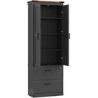 HOMCOM 67" H Tall Kitchen Pantry Cabinet with Adjustable Shelves - Black-Four-tier cabinet and two drawers maximize storage space 