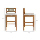 Modway Eleni 3-Piece Outdoor Teak Wood Bar Set - Natural Sail-Two Armless Bar Chairs