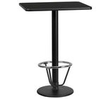 Flash Furniture Dessus de table rectangulaire de 24 x 30 po en stratifié noir avec base de table ronde de 18 po à hauteur de bar-Table d'hospitalité à hauteur de bar