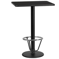 Flash Furniture Dessus de table rectangulaire de 24 x 30 po en stratifié noir avec base de table ronde de 18 po à hauteur de bar-Table d'hospitalité à hauteur de bar