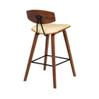Armen Living - Fox Tabouret de Bar Moderne Mi-Siècle de 65 cm de Hauteur de Comptoir en Similicuir Crème et Bois Noyer-5