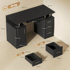 HOMCOM 47.2" Computer Desk with Keyboard Tray and Storage Drawers - Black-Cabinet with cable hole at the back for keeping cables organized 